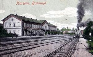 Pohled na budovu nádraží ze strany kolejiště (1916)